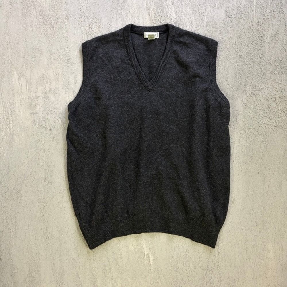 Vintage LL Bean Sweater Vest XL Tall Black 1990s Lambswool V-Neck Scotland